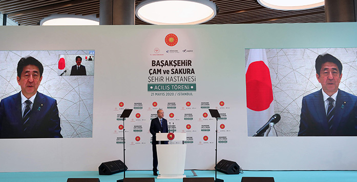 Image from President Erdogan&#39;s Hospital Opening with Japanese President Shinzo Abe