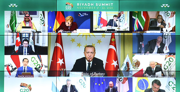 Cumhurbaşkanı Erdoğan&#39;ın G20 Liderleri ile Yaptığı Konuşma Fotoğrafı
