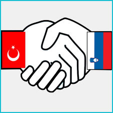 Representational Handshake Image of Turkey and Slovenia Flags